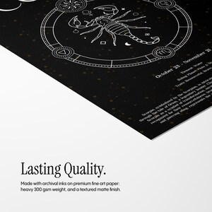 Astrology Print: Scorpio Birth Chart - Celestial Wall Art (Giclée Print) image 3