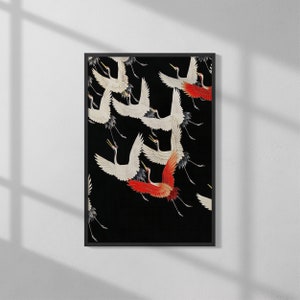 Furisode with a Myriad of Flying Cranes (1910-1920) | Classical Art Print | Japandi Wall Art | Vintage Print | Giclee Fine Art Decor