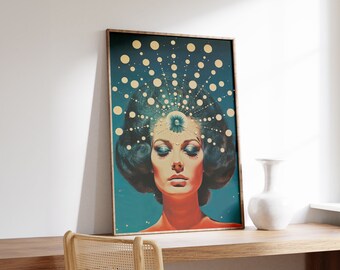 Orbital Thoughts | Surreal Print | Abstract Wall Art | Ethereal Retro Poster