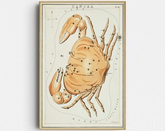 Sternzeichen Print: Krebs, Sternzeichen Karte - Celestial Wall Art (Giclée-Druck)