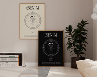 Gemini Zodiac Poster - Choose Your Theme | Astrology Print
