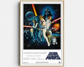 Plakat filmowy w stylu retro: Gwiezdne wojny – grafika ścienna w kinie (wydruk giclée)