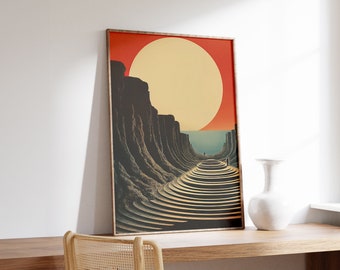 Sunset Steps | Surreal Print | Abstract Wall Art | Ethereal Retro Poster