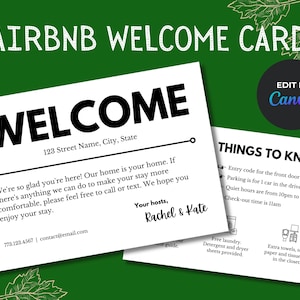 Scheda di benvenuto Airbnb, modello Canva modificabile, bianco e nero, scheda informativa per il noleggio a breve termine, VRBO stampabile, Wi-Fi e cose da sapere