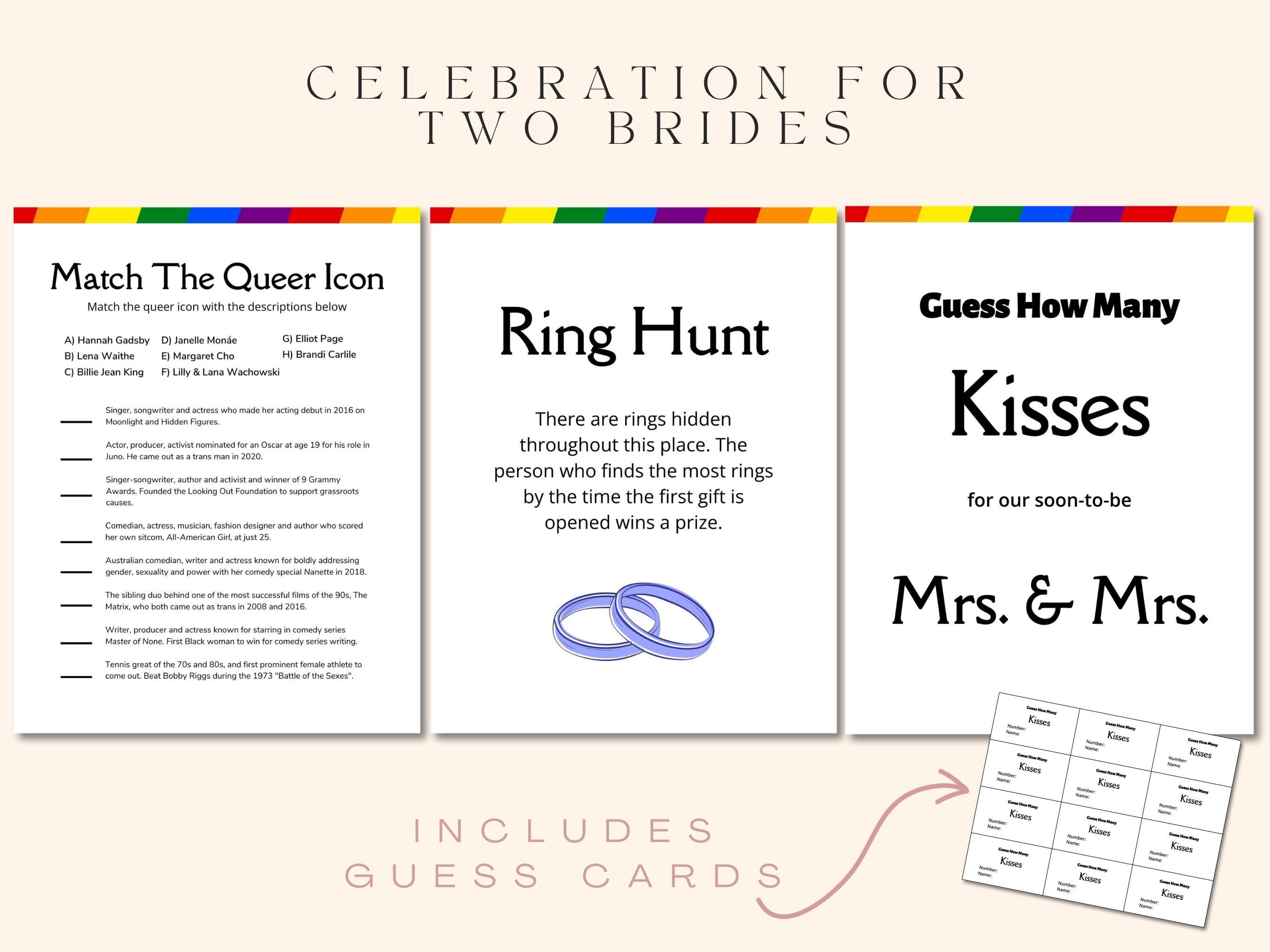Lesbian Bridal Shower Games - Pride Stripe Design, Editable Canva ...