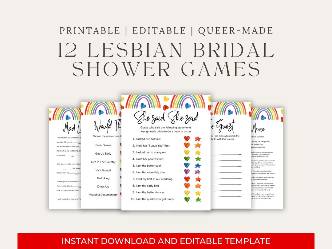 Lesbian Bridal Shower Games, Editable Canva Template and Instant ...