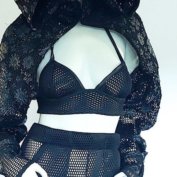 Stylish Black Net Bra, Bustier Bra/bust Crop Top, High End