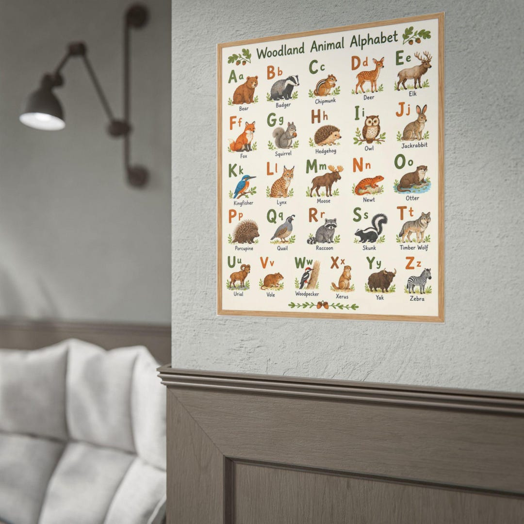 Woodland Animal Alphabet Rolled Poster | Nursery Wall Art, Kids Room ...