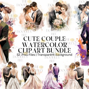52 Clipart de noiva e noivo Clipart de dia de casamento PNG, clipart de casamento Clipart de recém-casado, noiva e noivo PNG, PNG digital, uso comercial