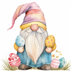 Set of 12 Easter Gnome clipart bundle Garden clipart, Spring gnome png graphics, Gnome sublimation, Transparent background, Digital download