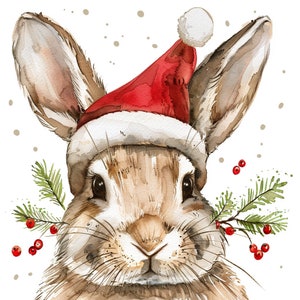 High Res Christmas Bunny Clipart, 10 High Quality PNGs, Christmas Clipart, Card Making, Journaling, Digital Download, Printable Graphics