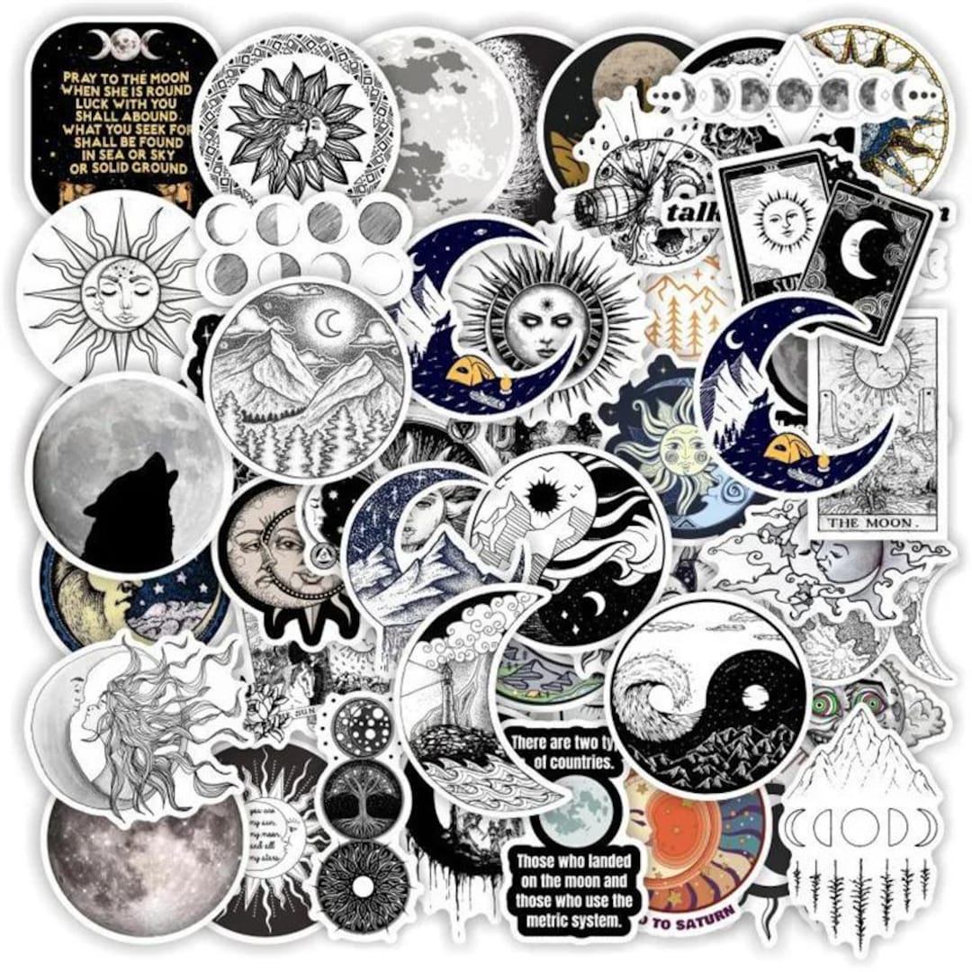 10/30/50pcs Moon Light Stickers – Waterproof Aesthetic Vinyl Decals for ...