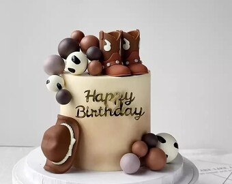 Cowboy Cake Topper Set mit Hut, Stiefeln & Ballon Dekorationen, Western Thema Geburtstag Kuchen Dekor, Baby Shower Party Zubehör