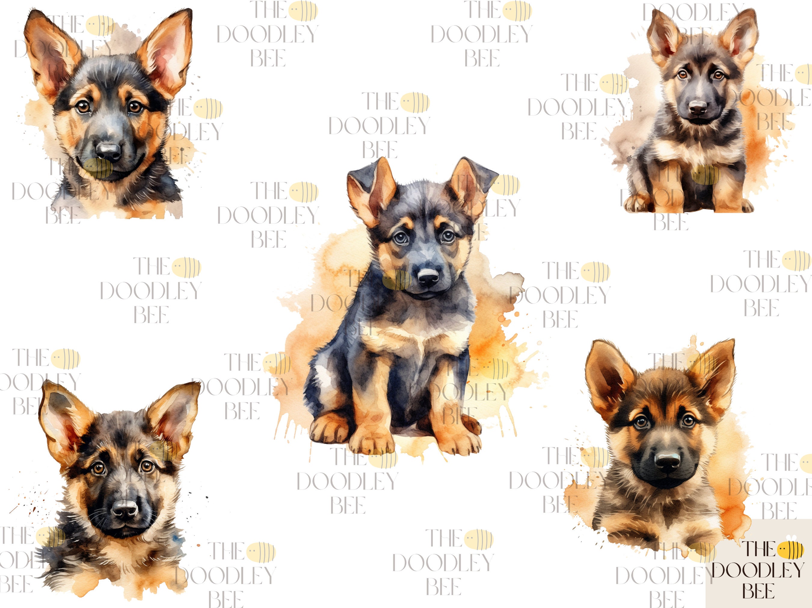 40 Cute Puppy Watercolor Clipart PNG Bundle , Commercial Use, Digital ...