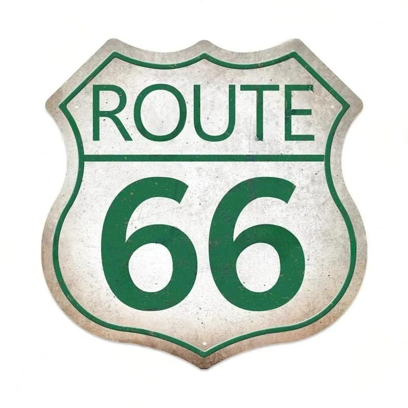 Route 66 Tin Sign – Vintage USA Shield Metal Wall Art Plaque for Garage ...