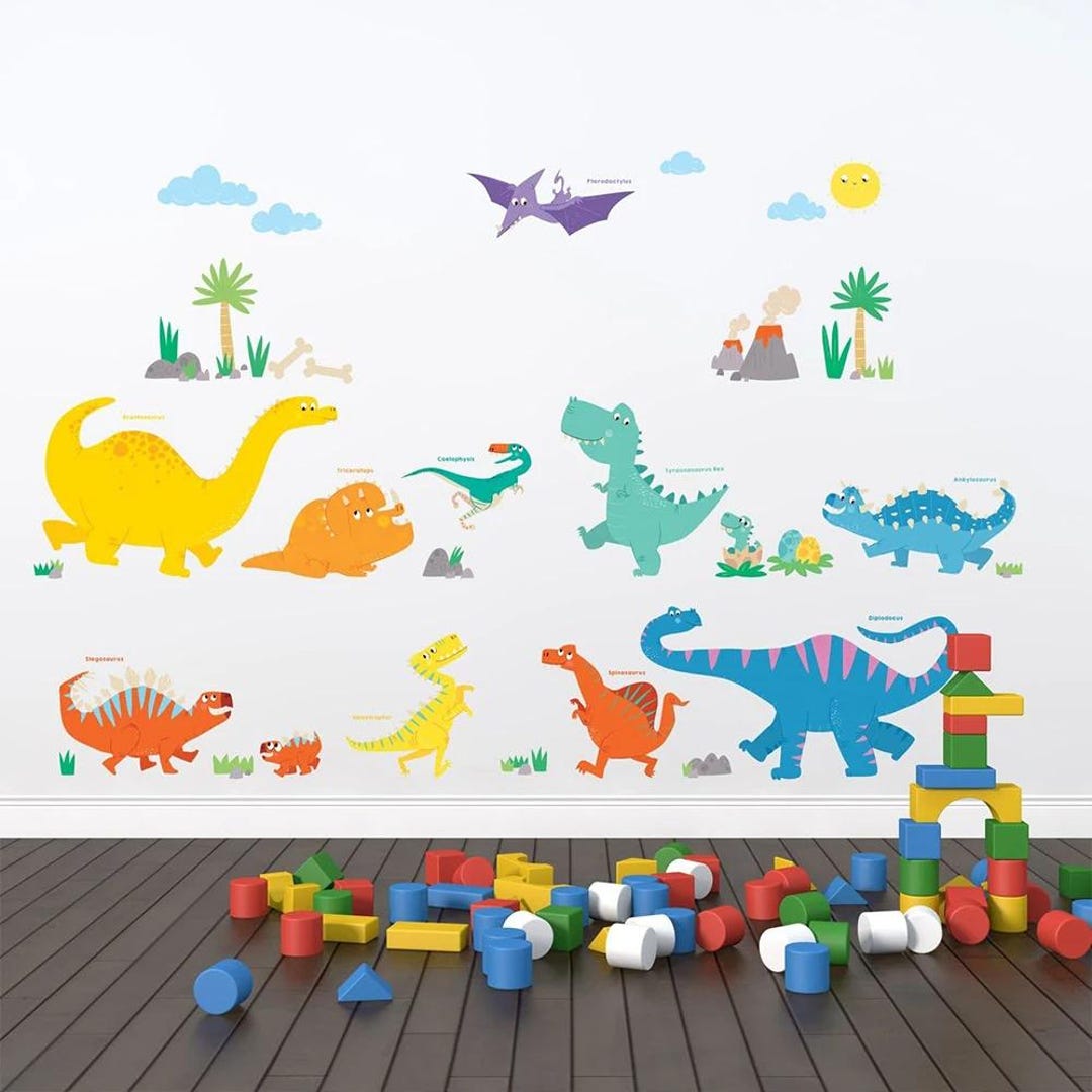 Cartoon Animals Dinosaur Wall Stickers for Boys Bedroom Home Decoration ...