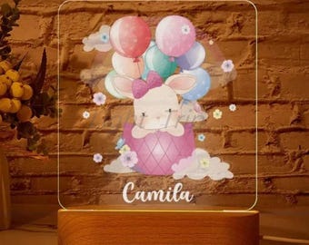 3D Acrylic Flower Night Light – Kids Bedroom Desk Lamp, Warm White LED, Creative Room Decor, Romantic Gift Children or Nursery