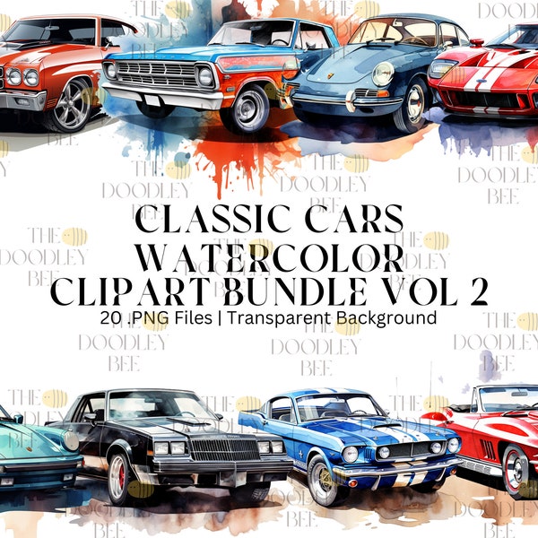 20 Vintage Cars Clipart, Classic Car Clipart, Scrapbooking, Junk Journal, Instant Download, Commercial Use