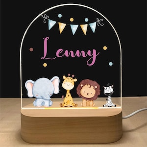 Custom Name Animal Night Light for Kids – Personalized Acrylic LED Lamp for Baby Nursery, Child’s Bedroom, Birthday or Holiday Gift