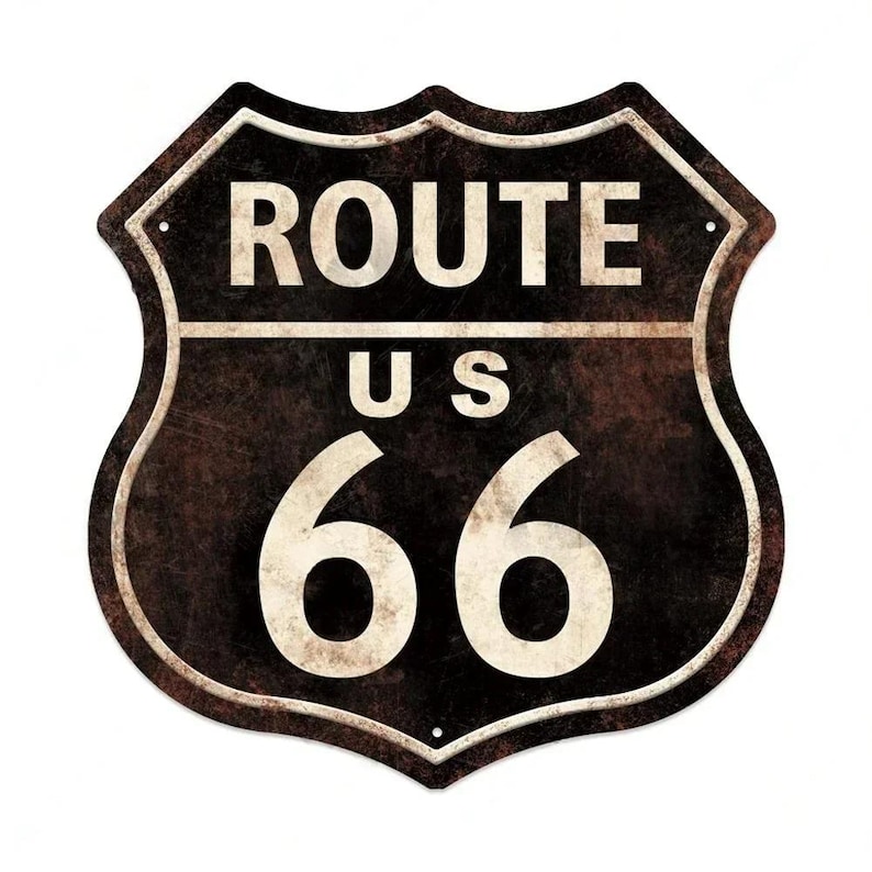 Route 66 Tin Sign – Vintage USA Shield Metal Wall Art Plaque for Garage ...