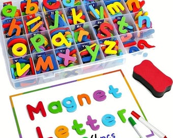 234-Piece Multicolor Alphabet Fridge Magnet Set Bright Letter Magnets for Kids Learning, Home Décor, Office Boards Creative Message Displays