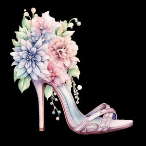 Aquarelle mariage talons clipart Talons avec fleurs clipart Bundle de cliparts conte de fées, décoration de la maison mariage clipart, album de scrapbooking Rose pivoine