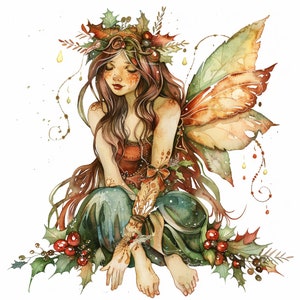 12 paquete de imágenes prediseñadas de hadas de Navidad, paquete PNG de Navidad, paquete de imágenes prediseñadas de fantasía, fondo transparente, uso comercial, descarga instantánea