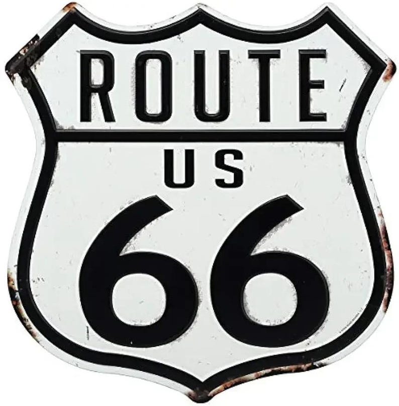 Route 66 Tin Sign – Vintage USA Shield Metal Wall Art Plaque for Garage ...
