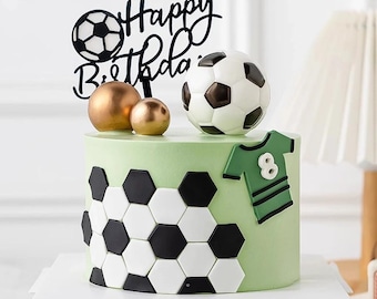 Football Cake Topper Set for Boys Birthday Party, Sports Theme Cake , Football Field & Player Cake Decor, Cupcake Toppers, Party Supplies