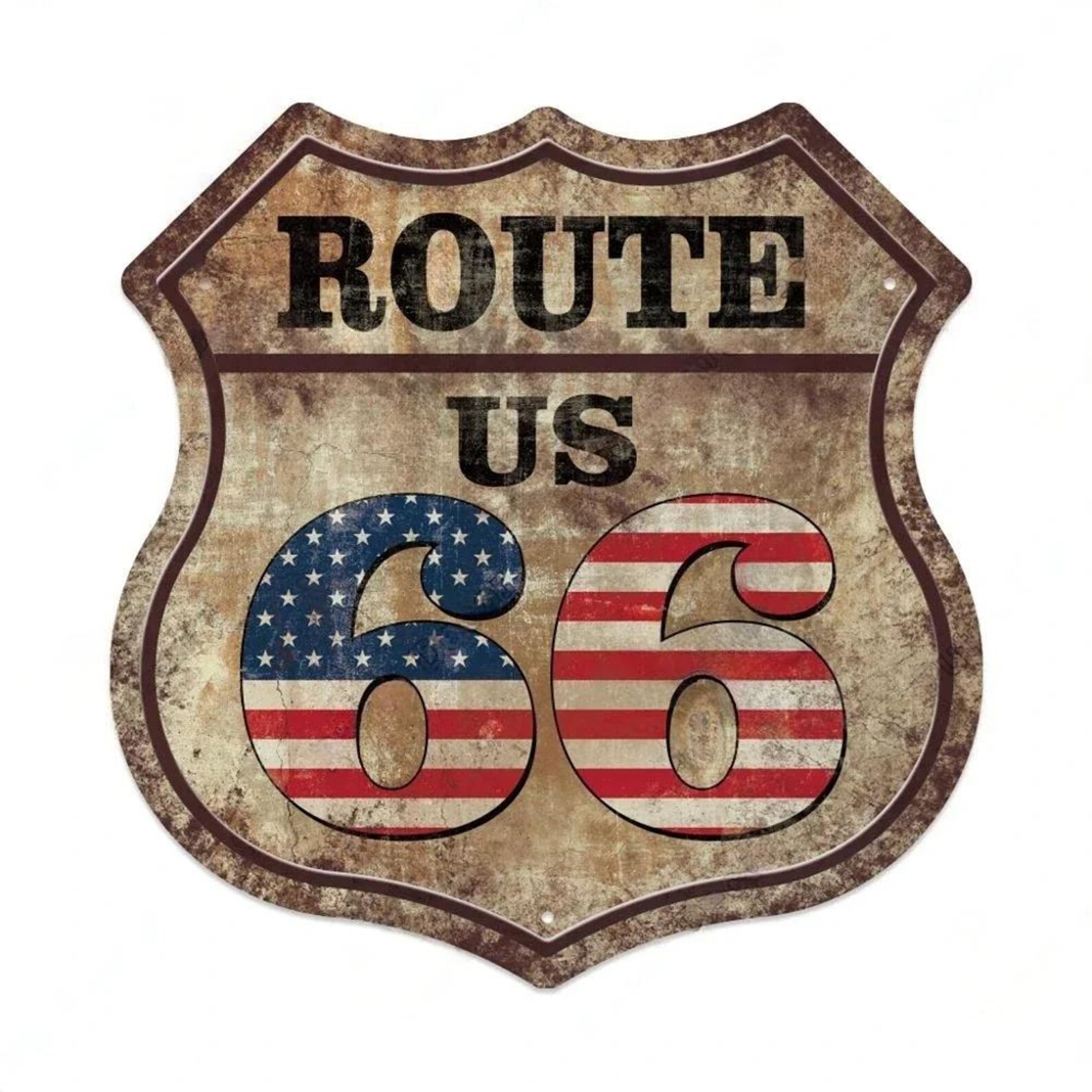 Route 66 Tin Sign – Vintage USA Shield Metal Wall Art Plaque for Garage ...