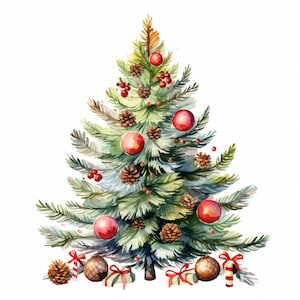 16 Watercolor Christmas Tree Clipart Bundle High Quality PNGs, Merry Christmas, Digital Download, Card Making, Digital Paper Craft Christmas