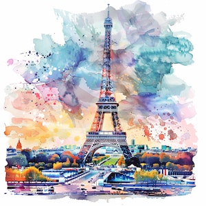 Lot de 12 cliparts Paris romantique, cliparts café Paris, fond Transparent, usage commercial, lot de 12, haute résolution, aquarelle PNG
