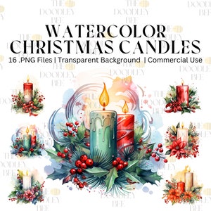 Christmas Candle Clipart 16 High Quality PNGs, Merry Christmas, Digital Download, Card Making, Digital Paper Craft, Christmas Cut Files