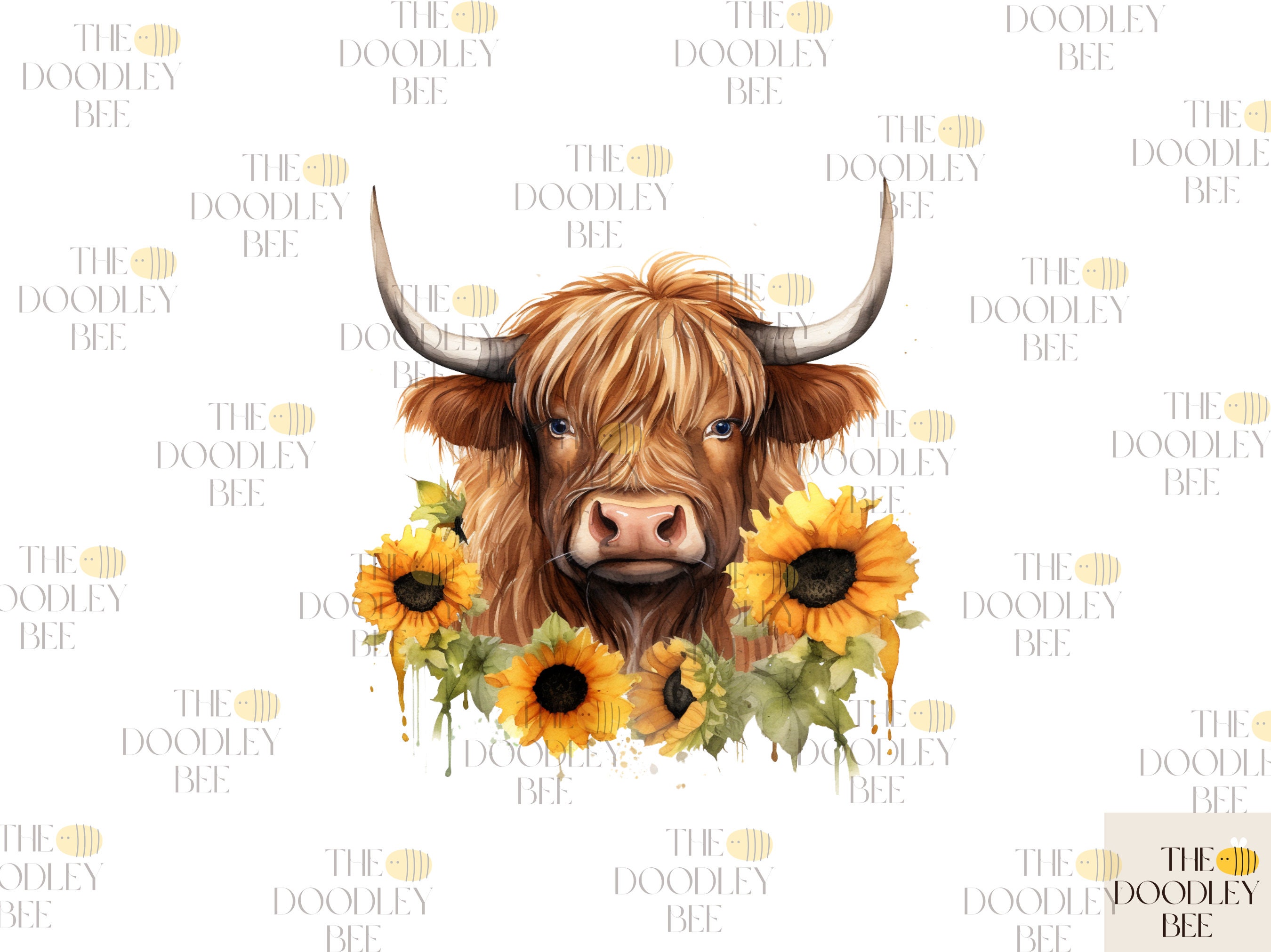 20 Highland Cow With Flowers Watercolor Clipart Bundle for - Etsy