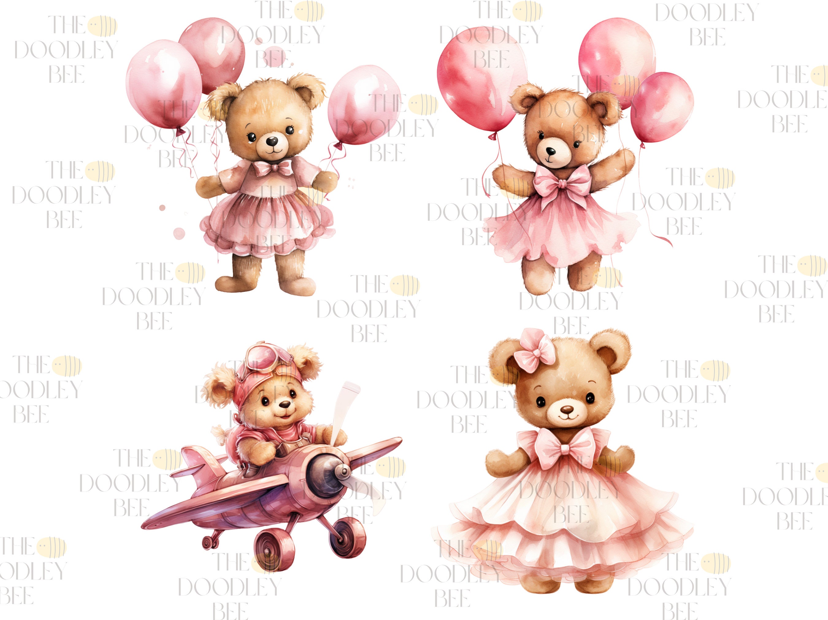 Watercolor Teddy Bear Clip Art Clipart Pack Baby Shower for a - Etsy