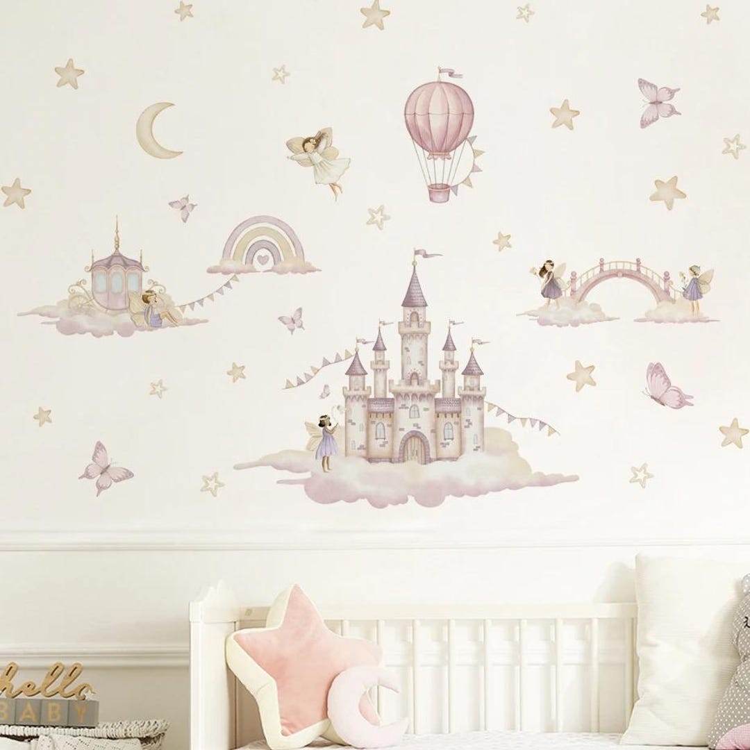 Fairy Wall Decals Elf, Moon & Clouds Peel and Stick Wall Stickers Girls ...