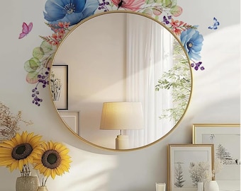 Flower Leaf Wall Stickers Watercolor DIY Wall Sticker PVC Wall Mirror Decal Bathroom Girls Room Living Room Bedroom Home Decor