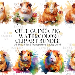 16 Cute Guinea pig Clip Art Collection: High Quality Images for Digital Download -Perfect for Card Making,Mixed Media, and Digital Crafting