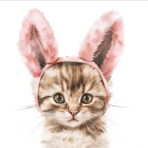 Graphiques png de chaton de Pâques, Pâques imprimable, clipart chien aquarelle, lot de 12, haute résolution, usage commercial