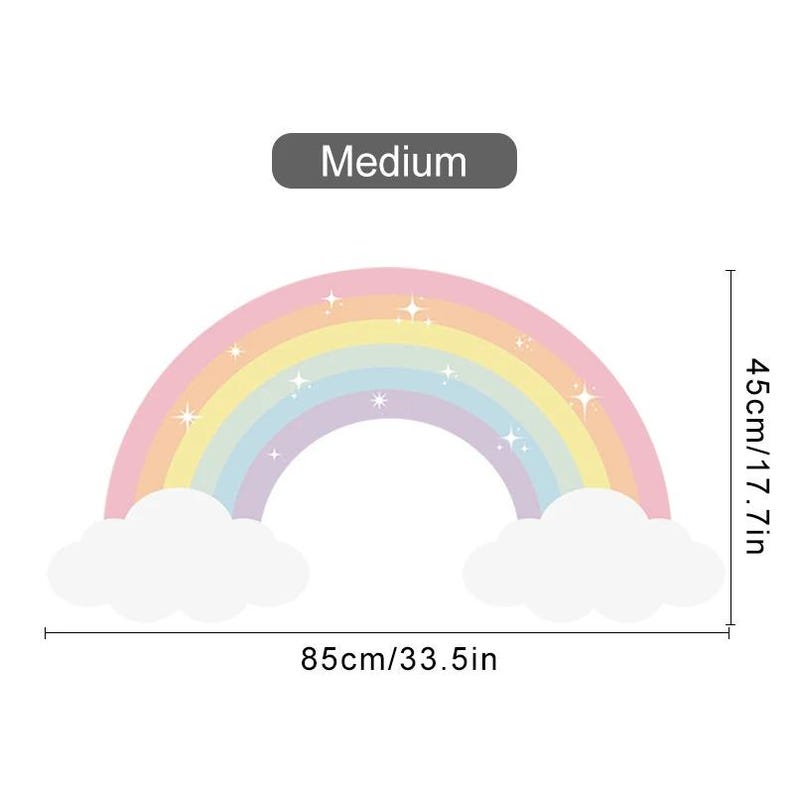 Pastel Rainbow & Cloud Wall Decal – Vinyl Sticker for Baby Girl Nursery ...