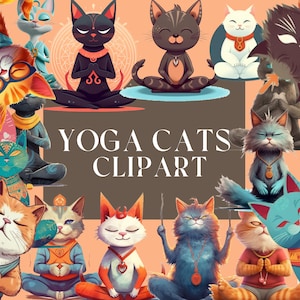Commercial use - 20 clips arts of YOGA kittens -  kittens/cats/cute cats/cat lovers/kitten lovers/clip arts/printable digitalI/Yoga