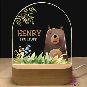 Custom Name Animal Night Light for Kids – Personalized Acrylic LED Lamp for Baby Nursery, Child’s Bedroom, Birthday or Holiday Gift