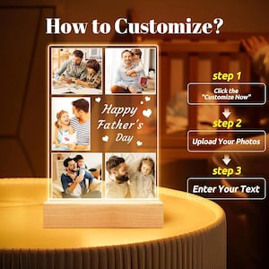 Personalized Acrylic Plaque with Night Light – Custom Photo Frame Christmas & Birthday Gift for Mom, Dad, Family and best friends night lamp
