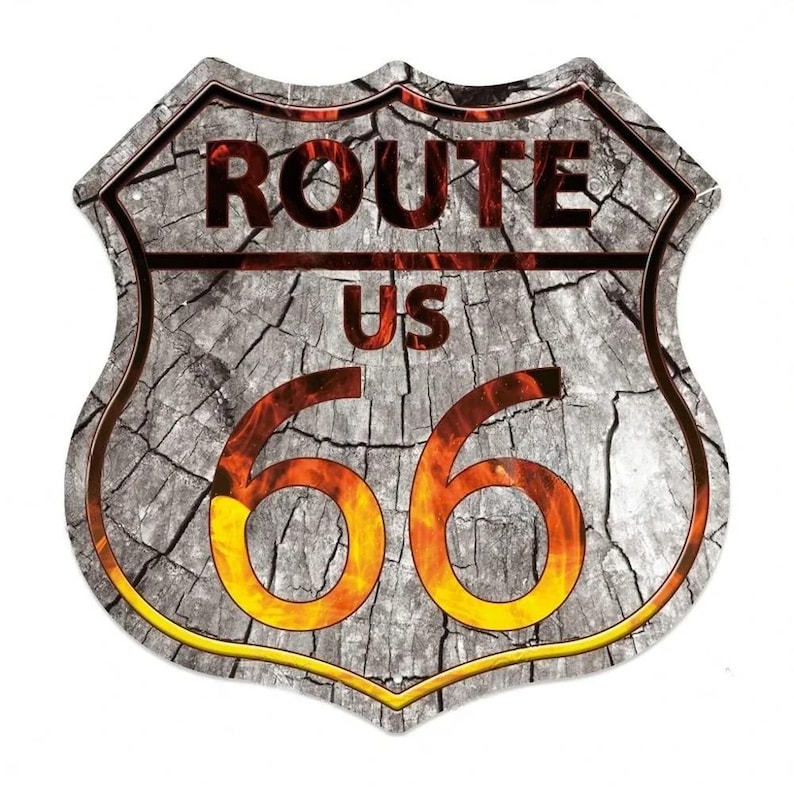 Route 66 Tin Sign – Vintage USA Shield Metal Wall Art Plaque for Garage ...