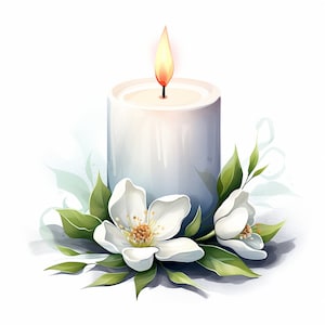 Weiße Kerzen Clipart, 12 hochwertige PNG, Aquarell, sofortiger digitaler Download, Kerze Clipart, Kartenherstellung, digitales Papiermodell