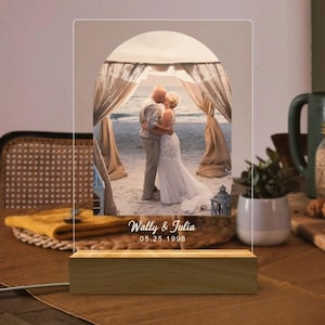 Personalisierte 3D-Foto-Acryl-Lampe Benutzerdefinierte Aufsteller-Nachtlicht, einzigartiges Geschenk für Jahrestag Hochzeit, Geburtstag, Mütter Väter Valentinstag
