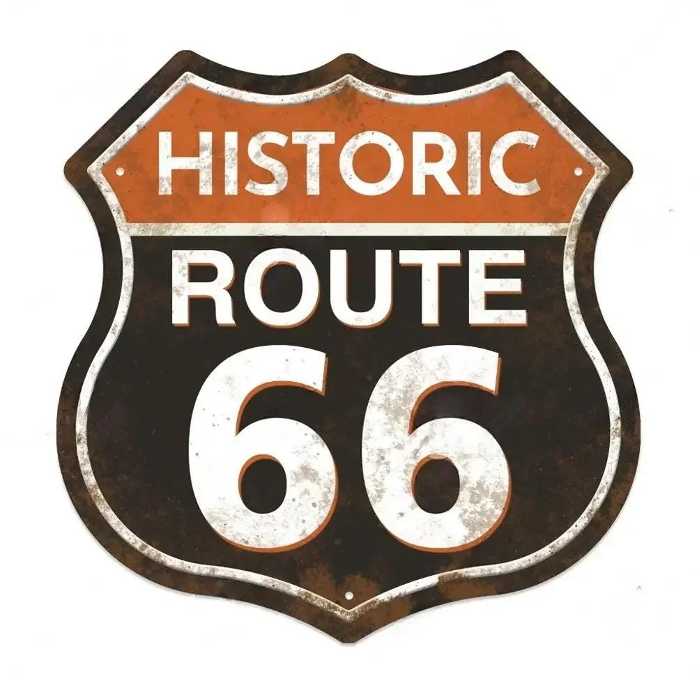 Route 66 Tin Sign – Vintage USA Shield Metal Wall Art Plaque for Garage ...