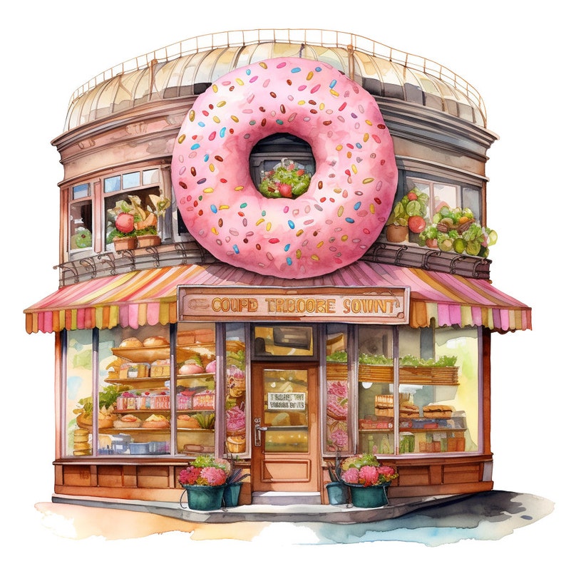 Watercolor Donut Bakery Clipart Bakery Shop 10 Clipart - Etsy