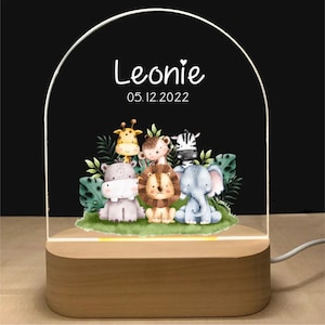 Custom Name Animal Night Light for Kids – Personalized Acrylic LED Lamp for Baby Nursery, Child’s Bedroom, Birthday or Holiday Gift