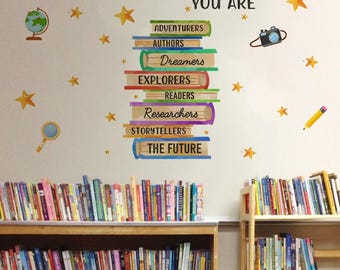 Inspirational “In This Library You Are…” Wall Decal – Motivational Reading Quote Sticker for School Library, Classroom, Hallway Study Spaces